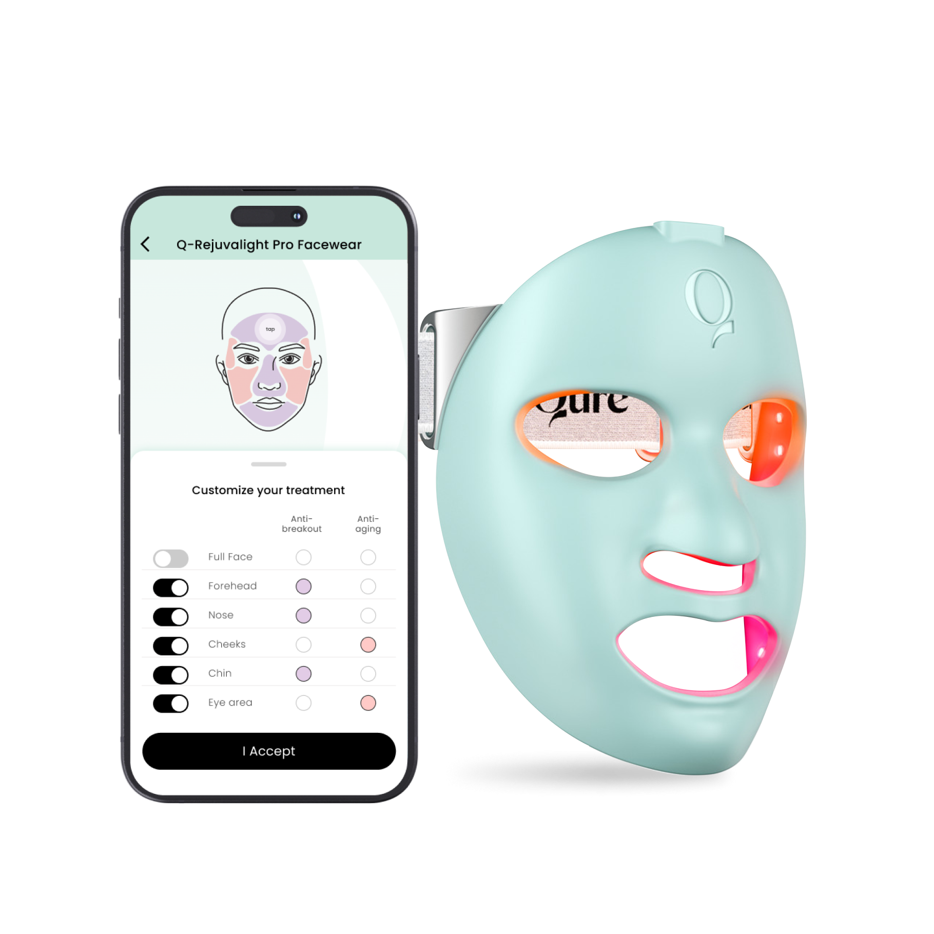 Red Light Mask Rejuvenating LED Light Therapy Qure
